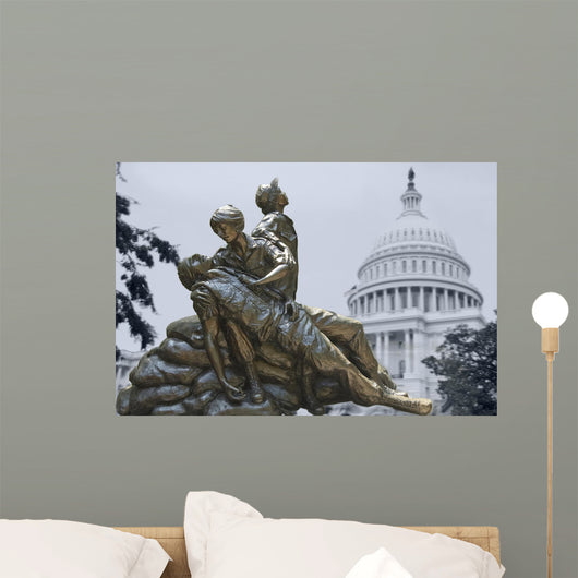 Memorial Statues to Vietnam Wall Decal
