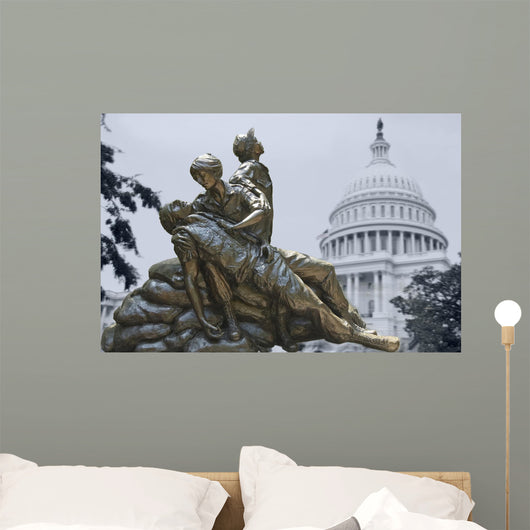 Memorial Statues to Vietnam Wall Decal