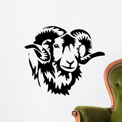 Head Ram Wall Decal shown on a wall