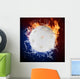 Floorball in fire flames and water splashes Wall Mural
