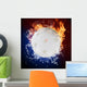 Floorball in fire flames and water splashes Wall Mural