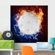 Floorball in fire flames and water splashes Wall Mural
