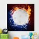 Floorball in fire flames and water splashes Wall Mural