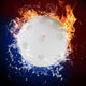 Floorball in fire flames and water splashes Wall Mural