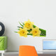 Beautiful spring three flowers : yellow narcissus (Daffodil). Wall Decal