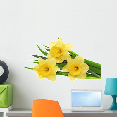 Beautiful Spring Three Flowers Wall Decal shown on a wall