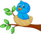 Blue bird cartoon in the nest Wall Decal