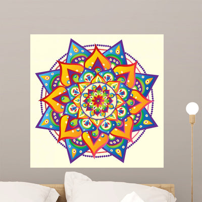 Mandala Wall Decal shown on a wall