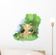 Kitty Gathers Mushrooms Wall Decal