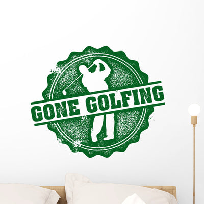 Gone Golfing Stamp shown on a wall