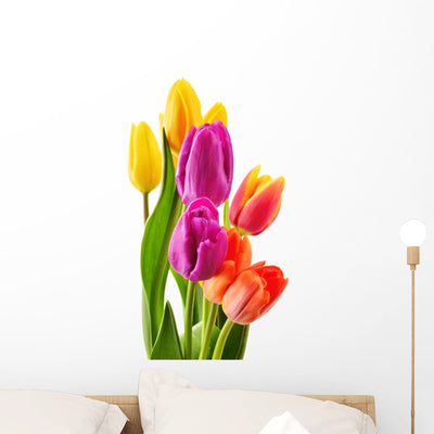 Bouquet Tulips White Wall Decal shown on a wall
