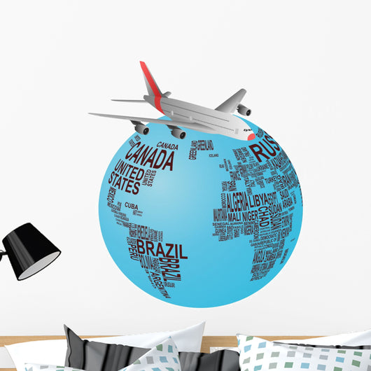 World Airplane Wall Decal