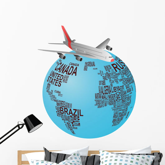 World Airplane Wall Decal