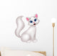 Cute White Cat Cartoon Wall Decal