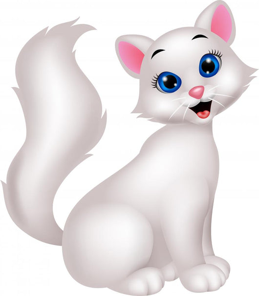 Cute white cat cartoon Wall Decal