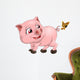 pig and butterfly Wall Decal