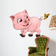 pig and butterfly Wall Decal