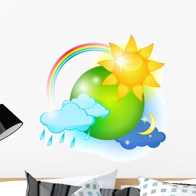 Weather Icon Wall Decal shown on a wall