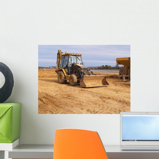 bulldozer at a construction site Wall Mural
