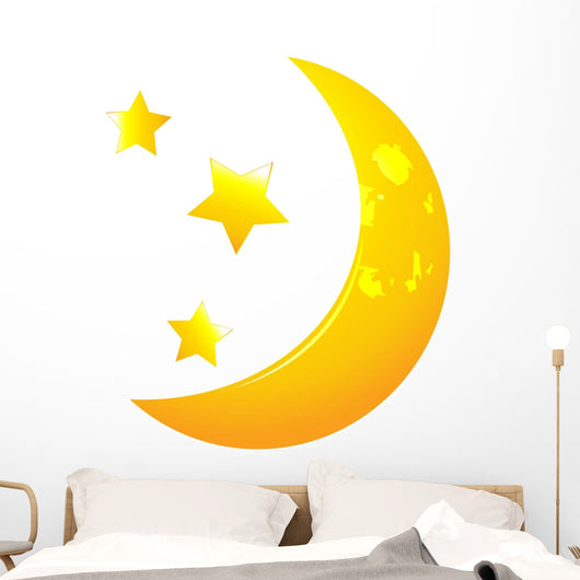 Vector Moon Whit Stars