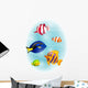 Vector Illustration of Colorful Ornamental Fishes Wall Decal
