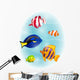 Vector Illustration of Colorful Ornamental Fishes Wall Decal