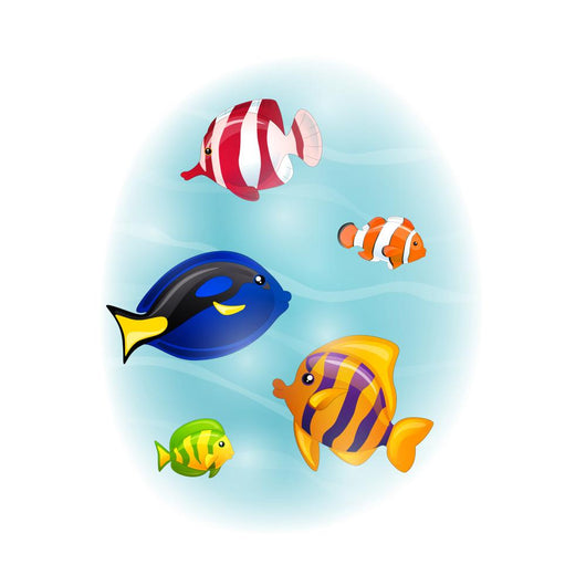 Vector Illustration of Colorful Ornamental Fishes Wall Decal