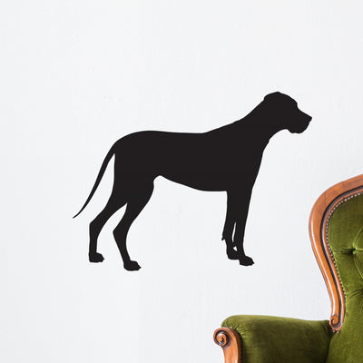 Great Dane Silhouette Wall Decal shown on a wall