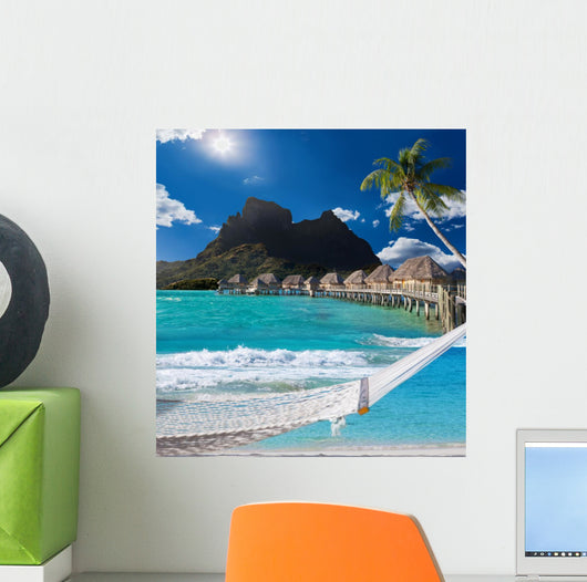 Palms Hammock and Ocean Bora-Bora Polynesia Wall Mural