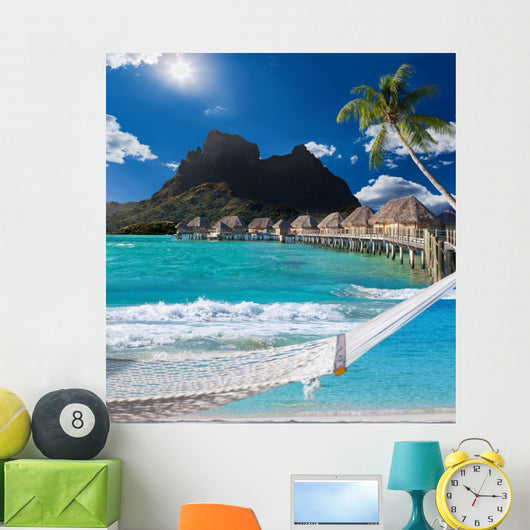 Palms Hammock and Ocean Bora-Bora Polynesia Wall Mural