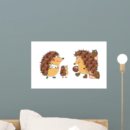 Family Fun Hedgehogs Vector