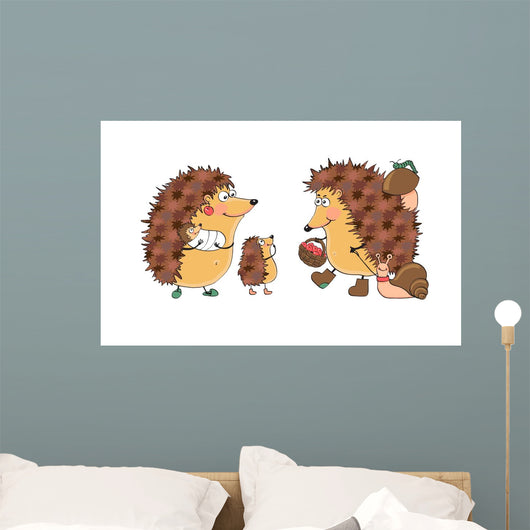 Family Fun Hedgehogs Vector