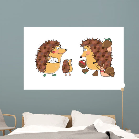 Family Fun Hedgehogs Vector