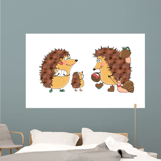 Family Fun Hedgehogs Vector