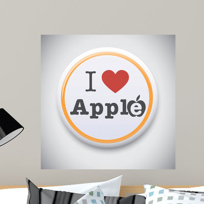 I Love Applevector Button Wall Decal shown on a wall