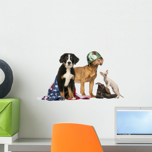 Group Patriotic Dogs and
