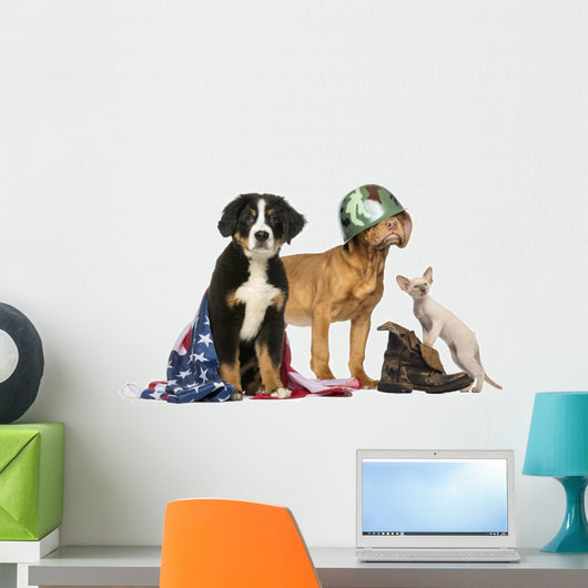 Group Patriotic Dogs and
