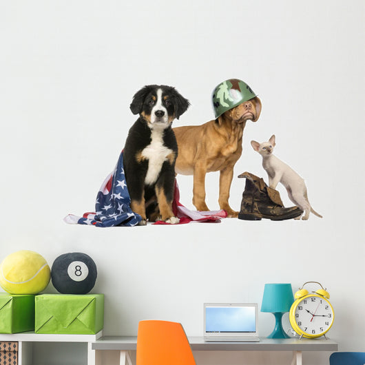 Group Patriotic Dogs and