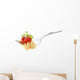 Spaghetti pasta with tomato sauce and basil on fork Wall Decal