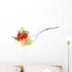 Spaghetti pasta with tomato sauce and basil on fork Wall Decal
