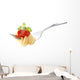 Spaghetti pasta with tomato sauce and basil on fork Wall Decal