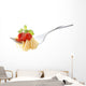 Spaghetti pasta with tomato sauce and basil on fork Wall Decal