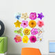 Sixteen Colorful Flowers Wall Decal