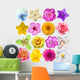 Sixteen Colorful Flowers Wall Decal