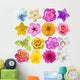 Sixteen Colorful Flowers Wall Decal
