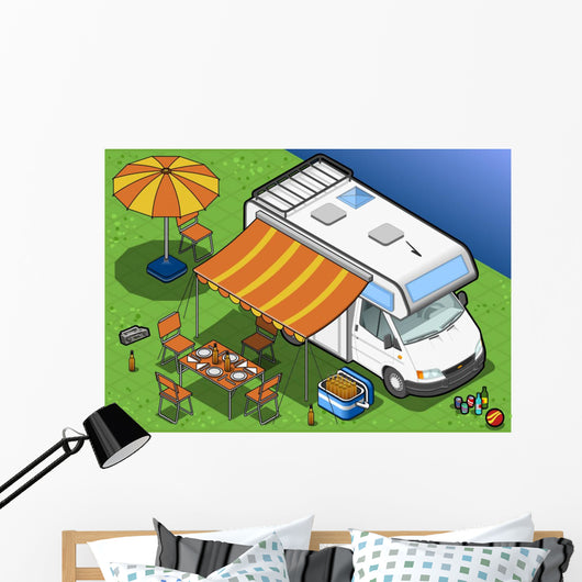 isometric camper Wall Mural