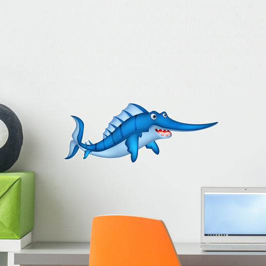 Cute Cartoon Swordfish Wall Decal