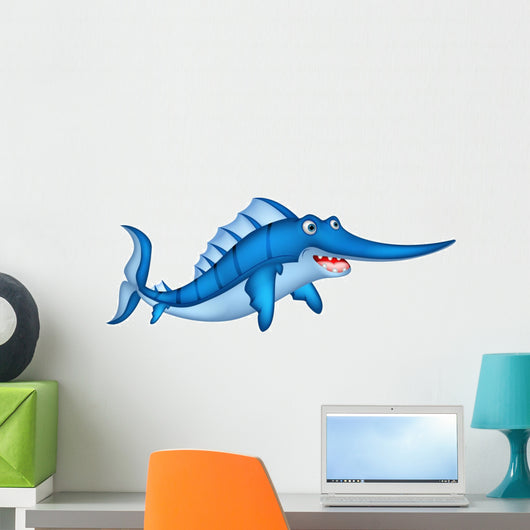 Cute Cartoon Swordfish Wall Decal