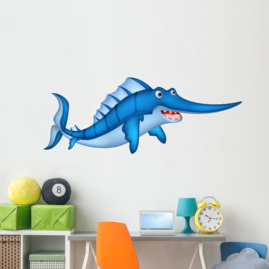 Cute Cartoon Swordfish Wall Decal