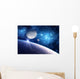 Background with a Planet, Moon and Star Wall Mural